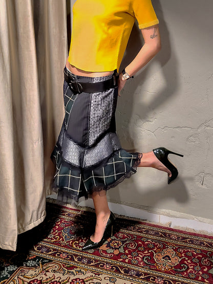 Vintage Patchwork Lace Midi Skirt