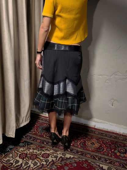 Vintage Patchwork Lace Midi Skirt