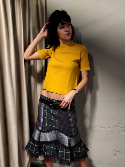 Vintage Mustard Knit Mock Neck Top