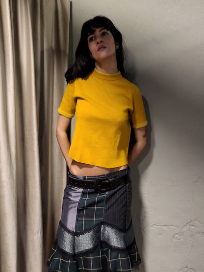 Vintage Mustard Knit Mock Neck Top