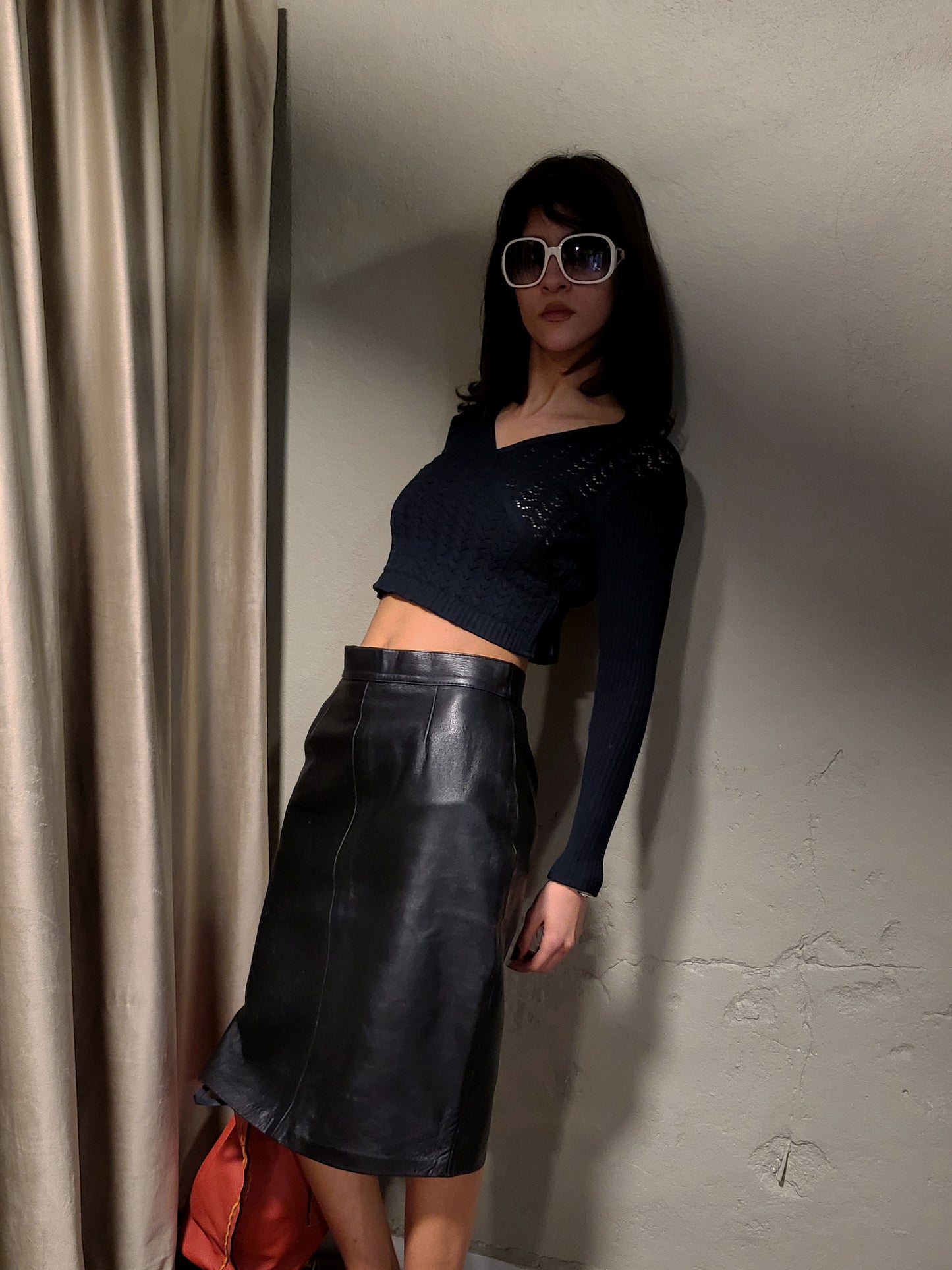 Vintage Black Knit Cache-Cœur Bolero Top