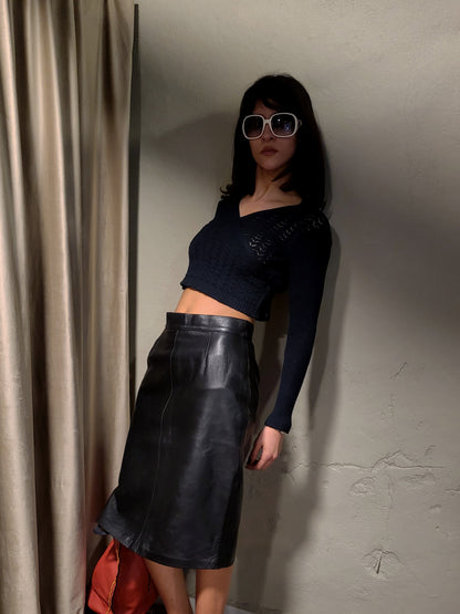 Vintage Black Knit Cache-Cœur Bolero Top