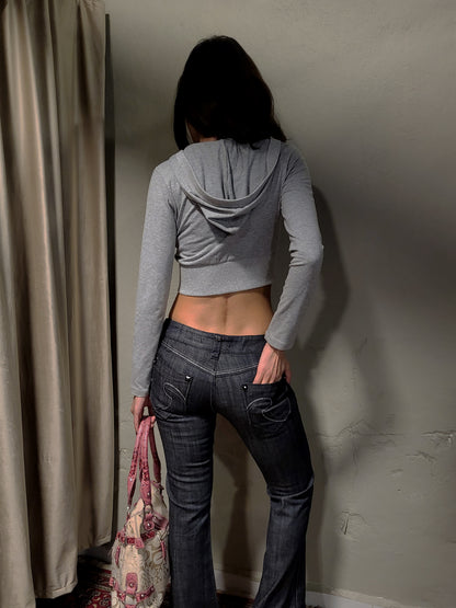 Y2K Cropped Hoodie Cardigan