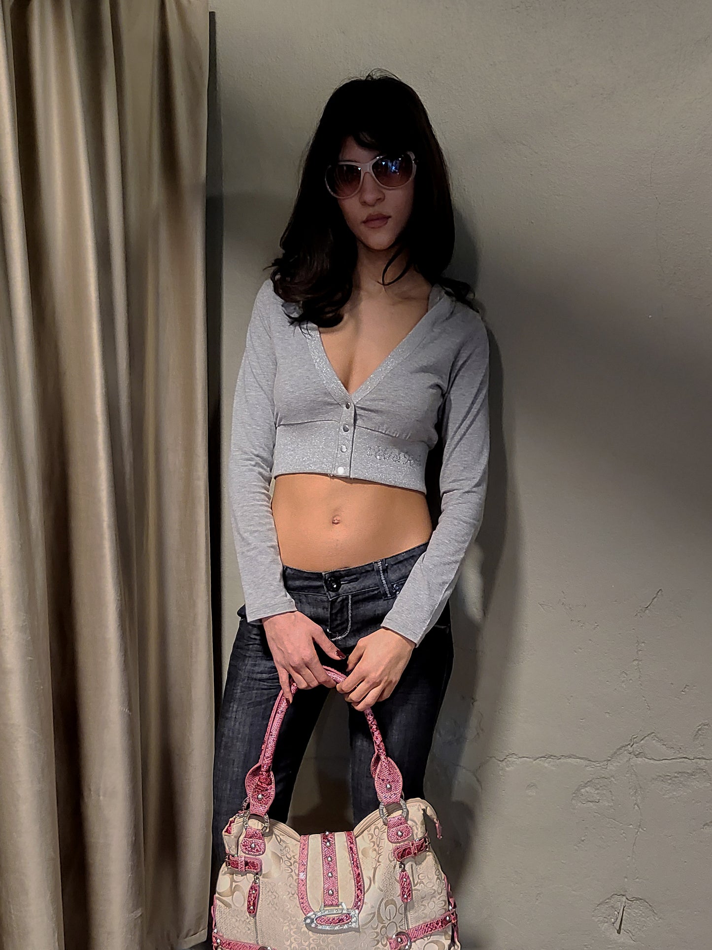 Y2K Cropped Hoodie Cardigan