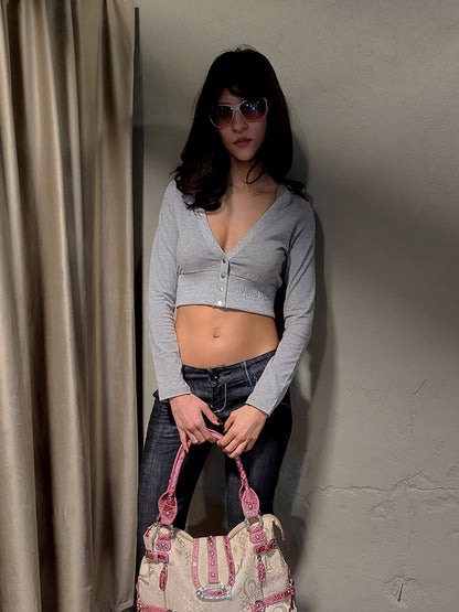 Y2K Cropped Hoodie Cardigan