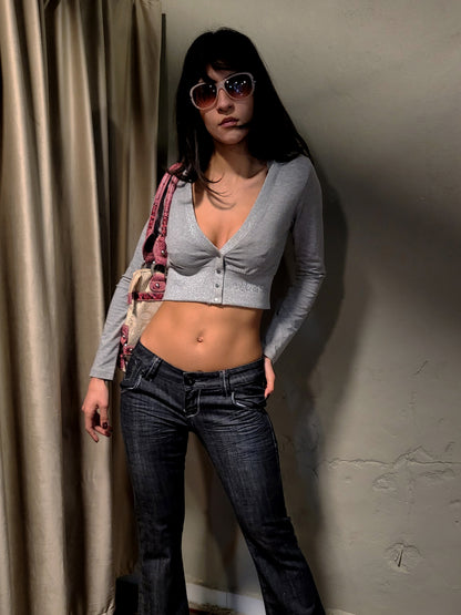 Y2K Cropped Hoodie Cardigan