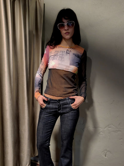 Cop.Copine Printed Mesh Top