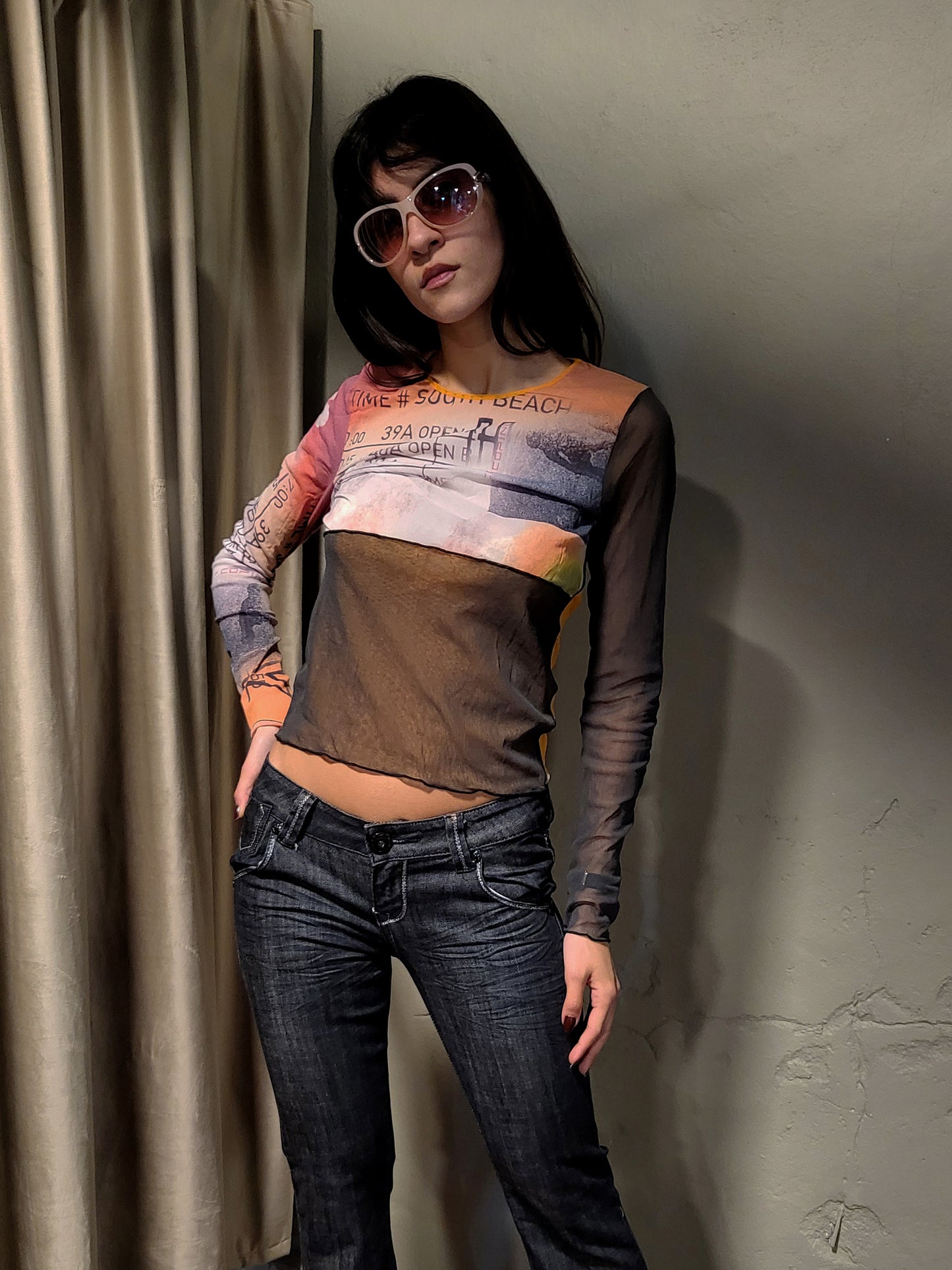 Cop.Copine Printed Mesh Top