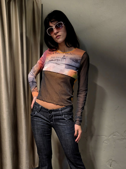 Cop.Copine Printed Mesh Top