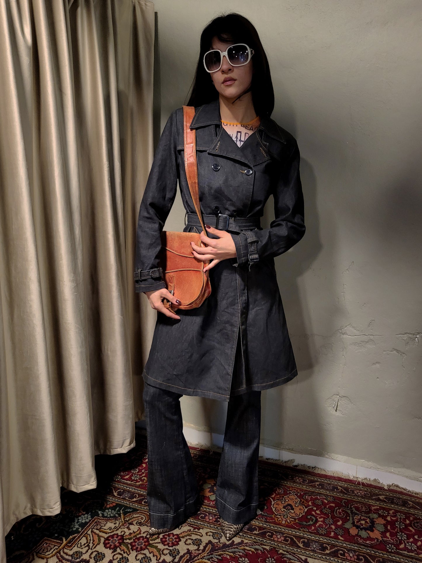 Denim Belted Trench Coat