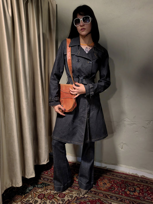 Denim Belted Trench Coat