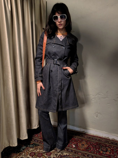 Denim Belted Trench Coat