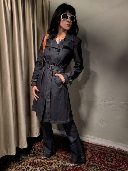 Denim Belted Trench Coat