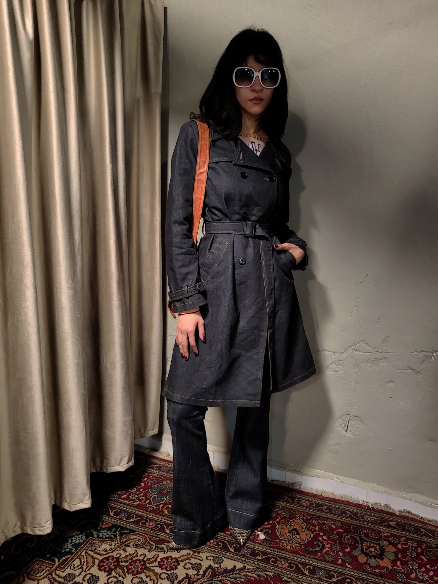 Denim Belted Trench Coat