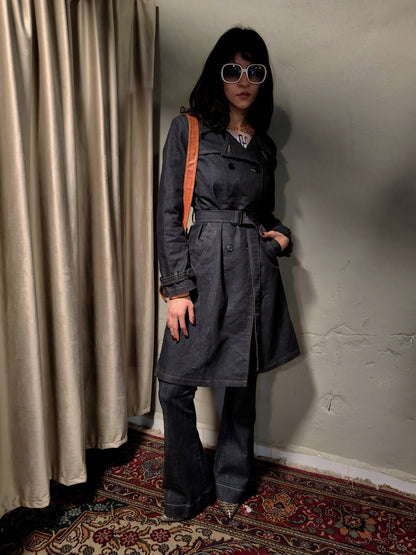 Denim Belted Trench Coat