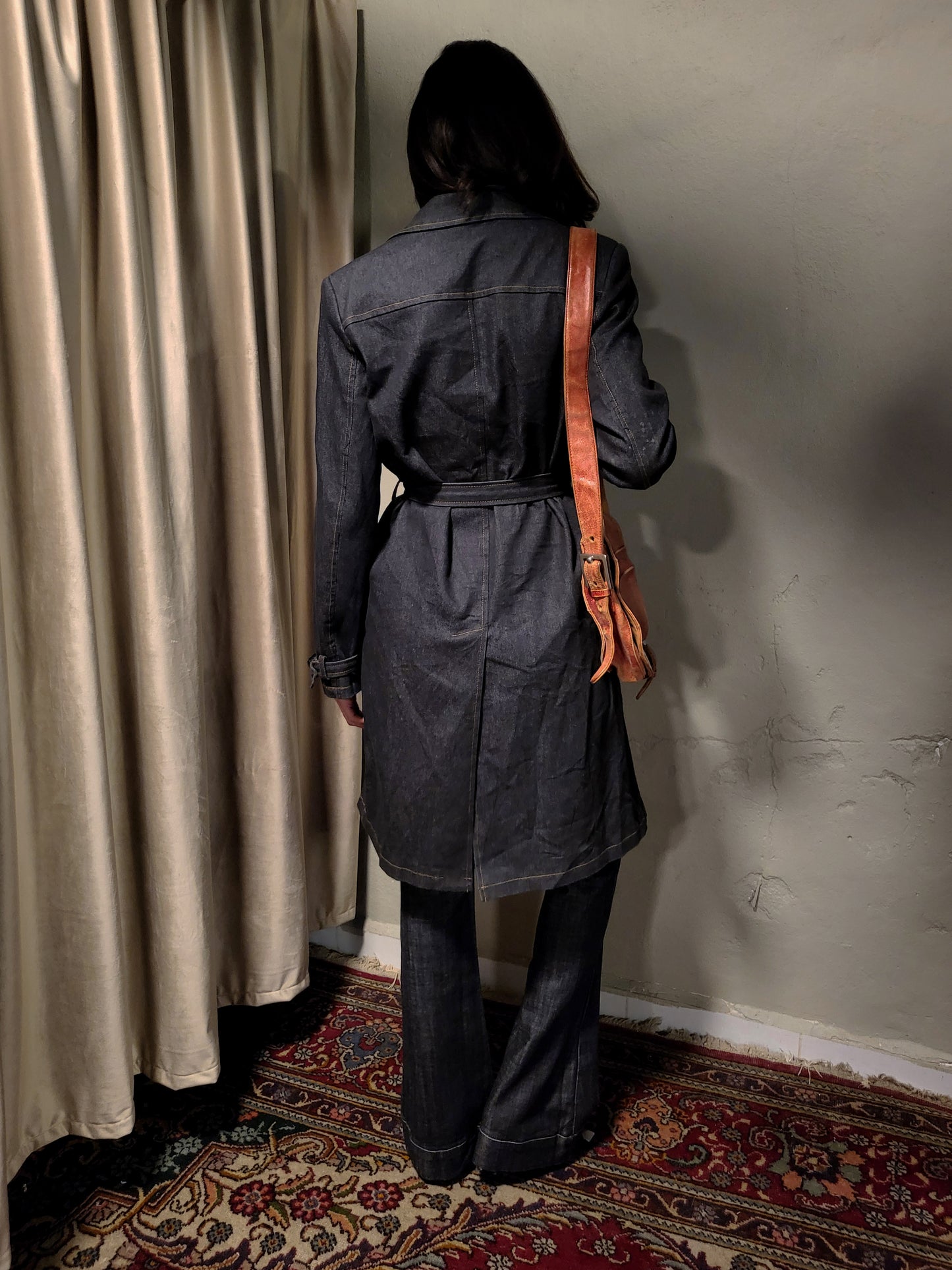 Denim Belted Trench Coat