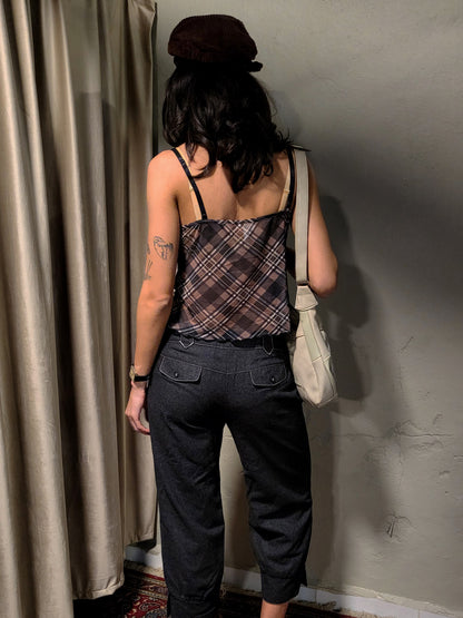 Sheer Plaid Mesh Camisole