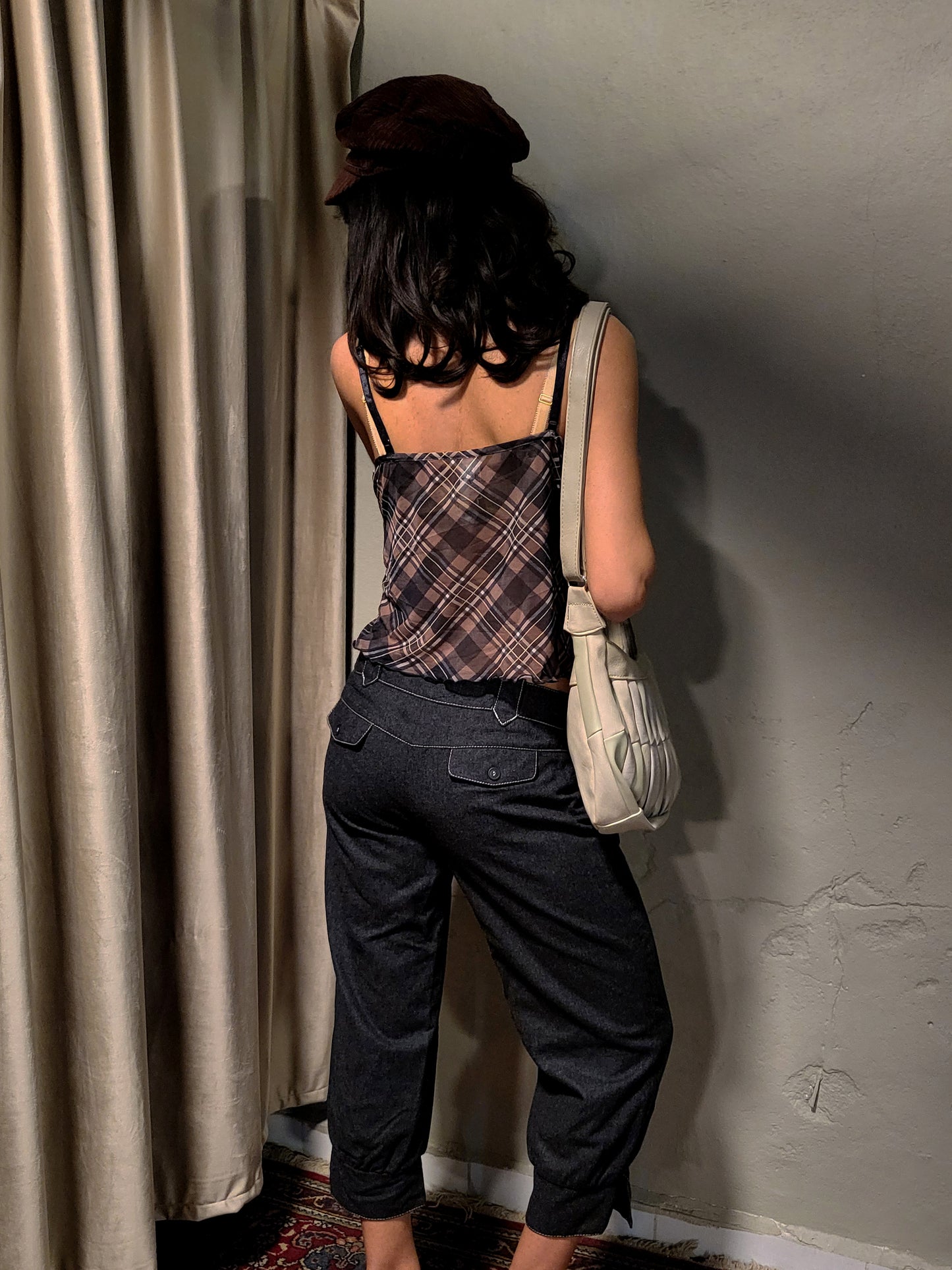 Sheer Plaid Mesh Camisole