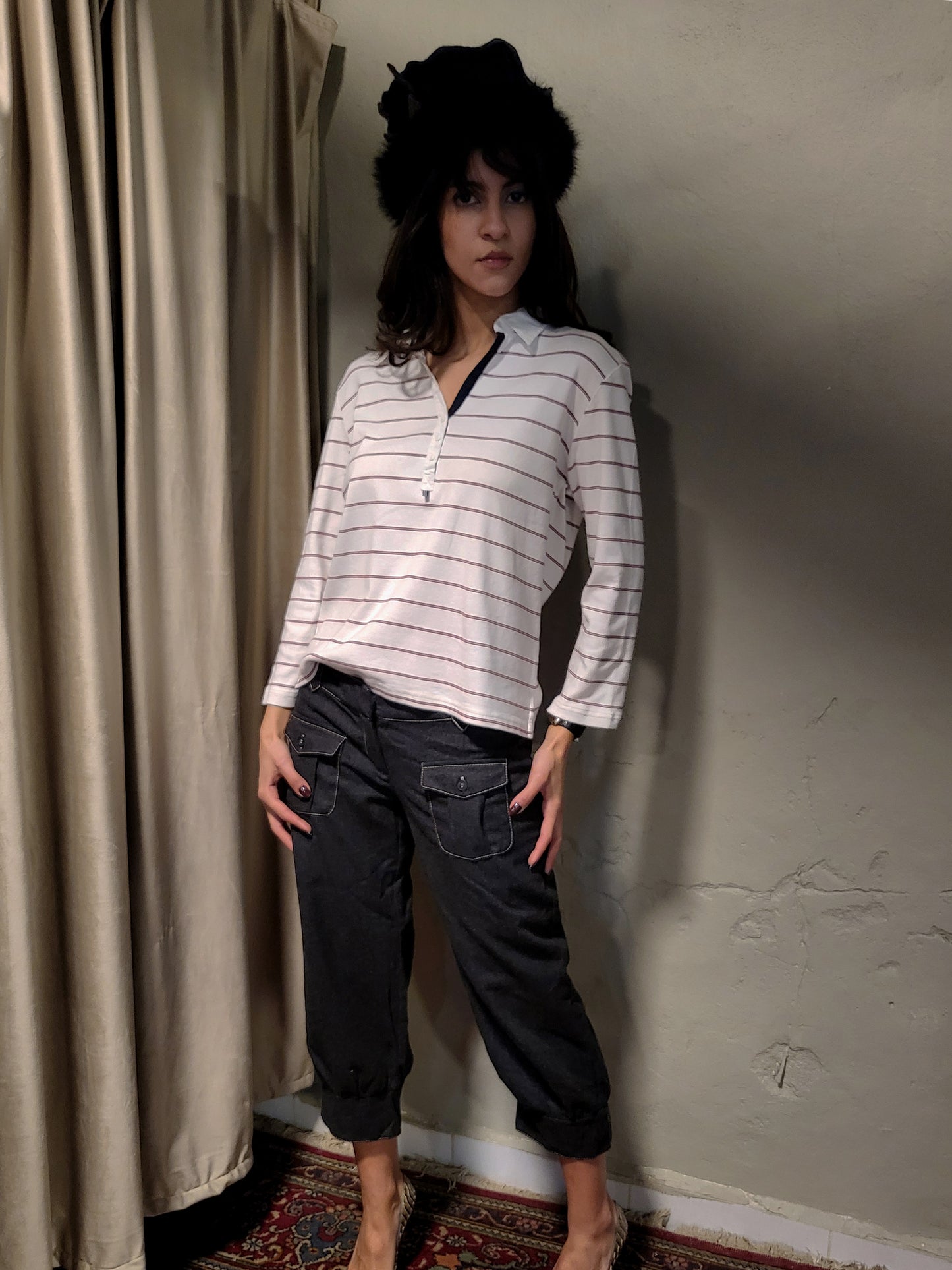 Striped Cotton Long Sleeve Polo