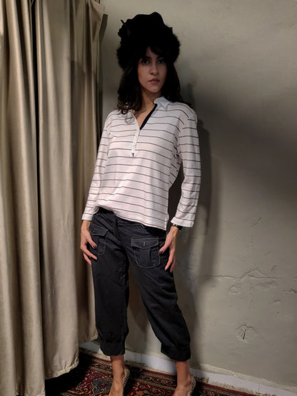 Striped Cotton Long Sleeve Polo