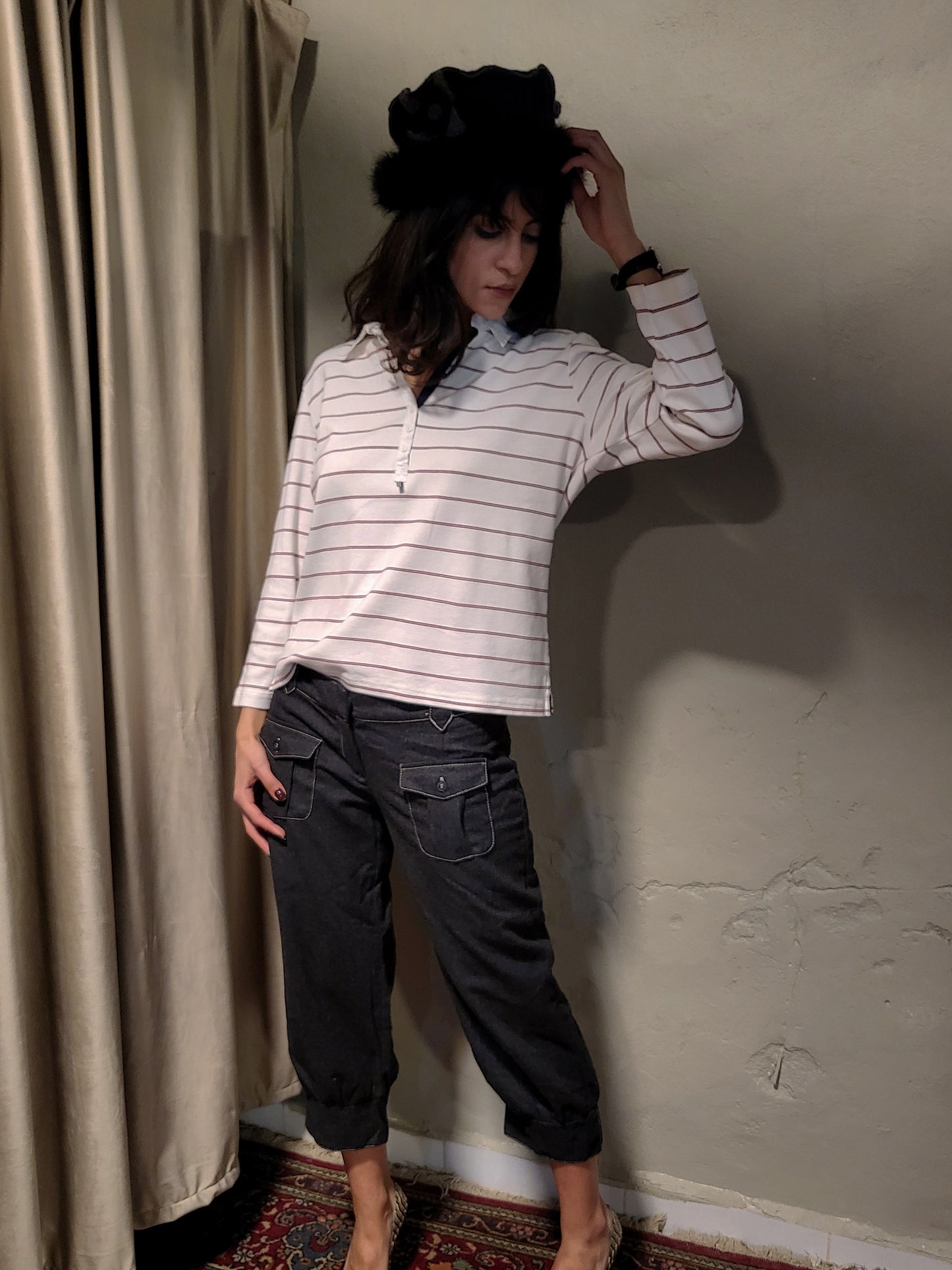 Striped Cotton Long Sleeve Polo