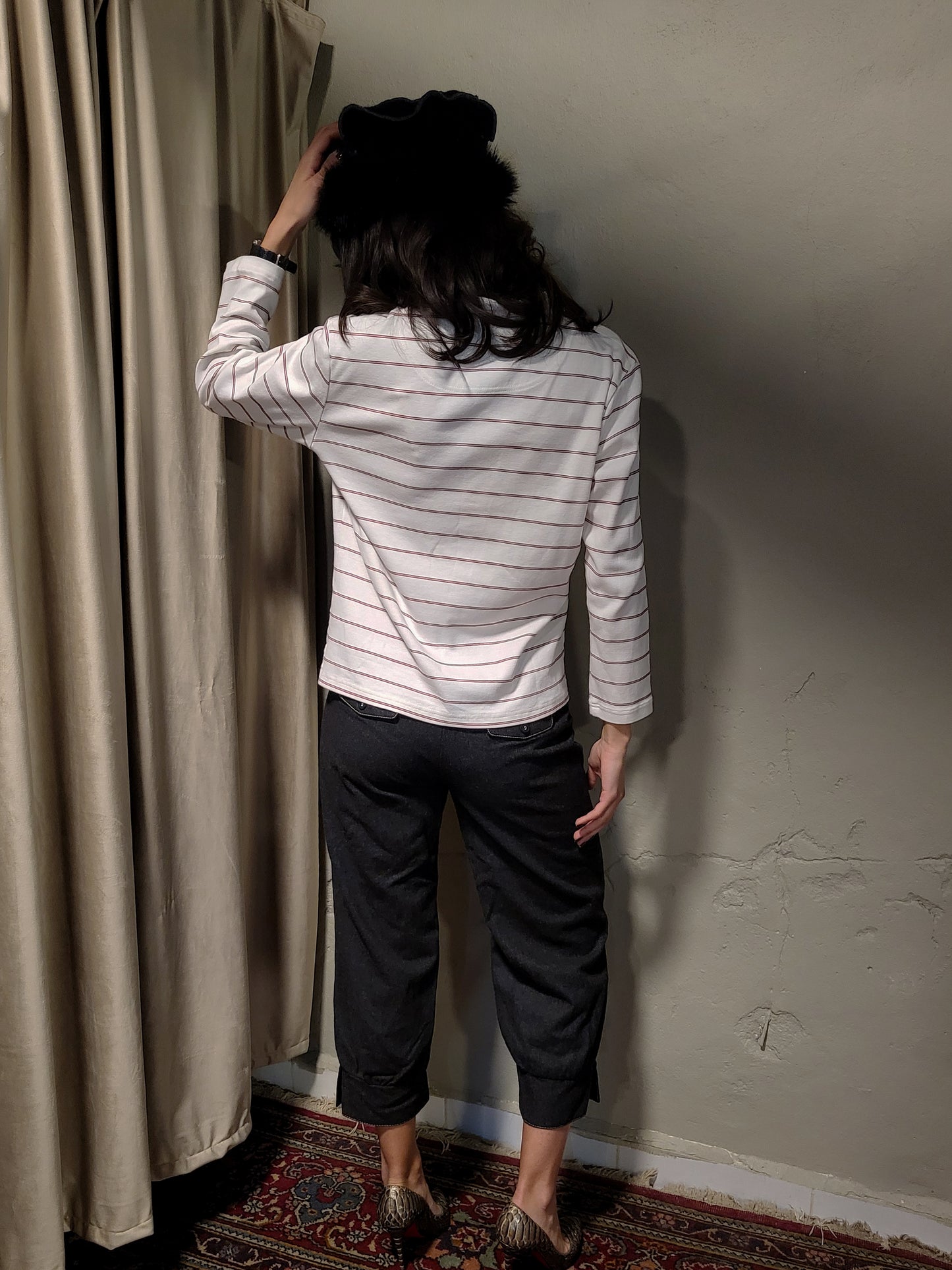 Striped Cotton Long Sleeve Polo