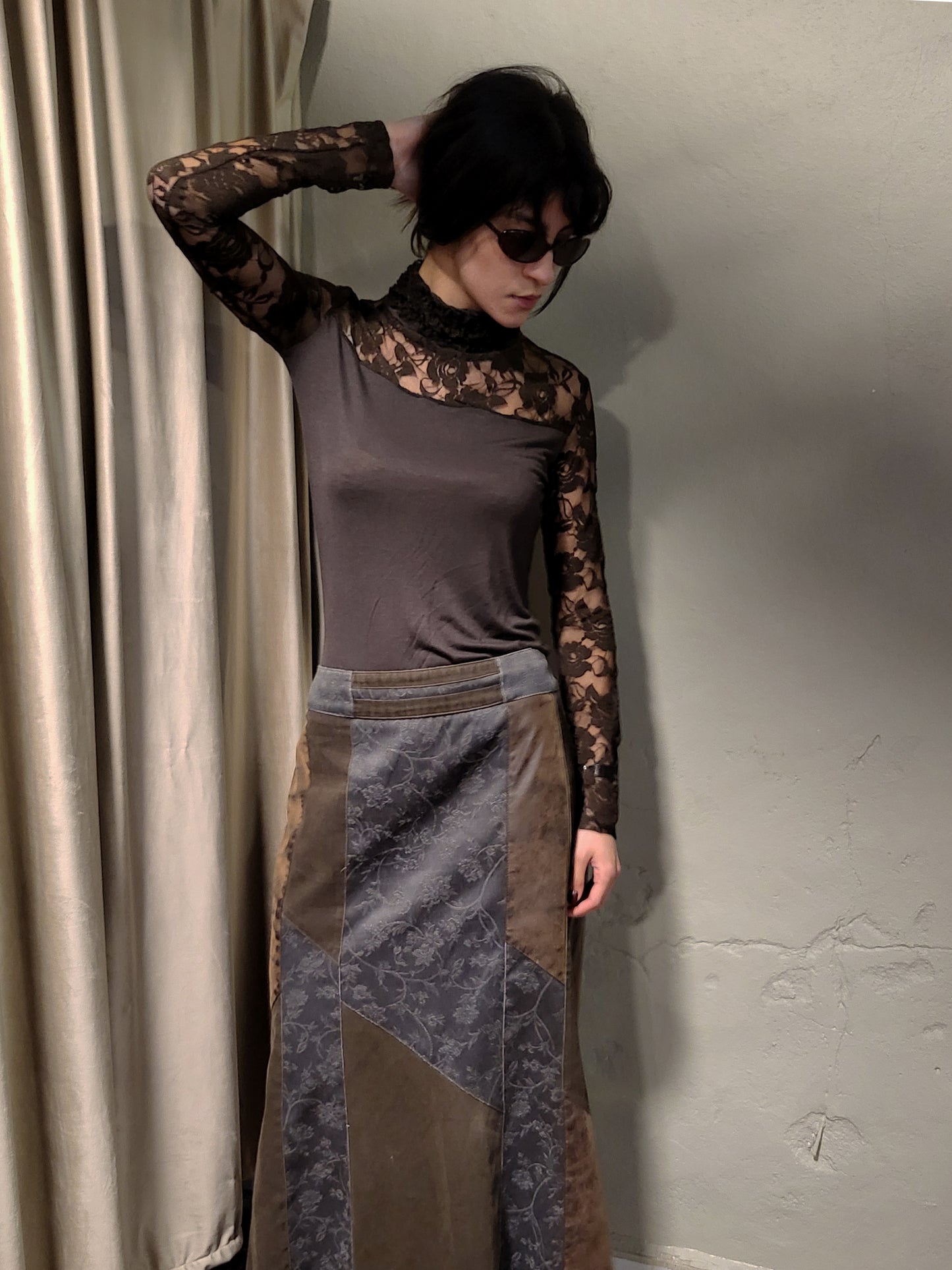 Sheer Lace High-Neck Top