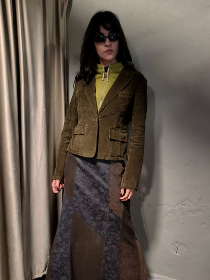 Corduroy Jacket with Attached Cropped Hoodie