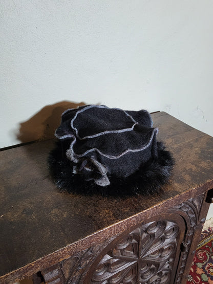 Faux Fur Trim Wool Hat