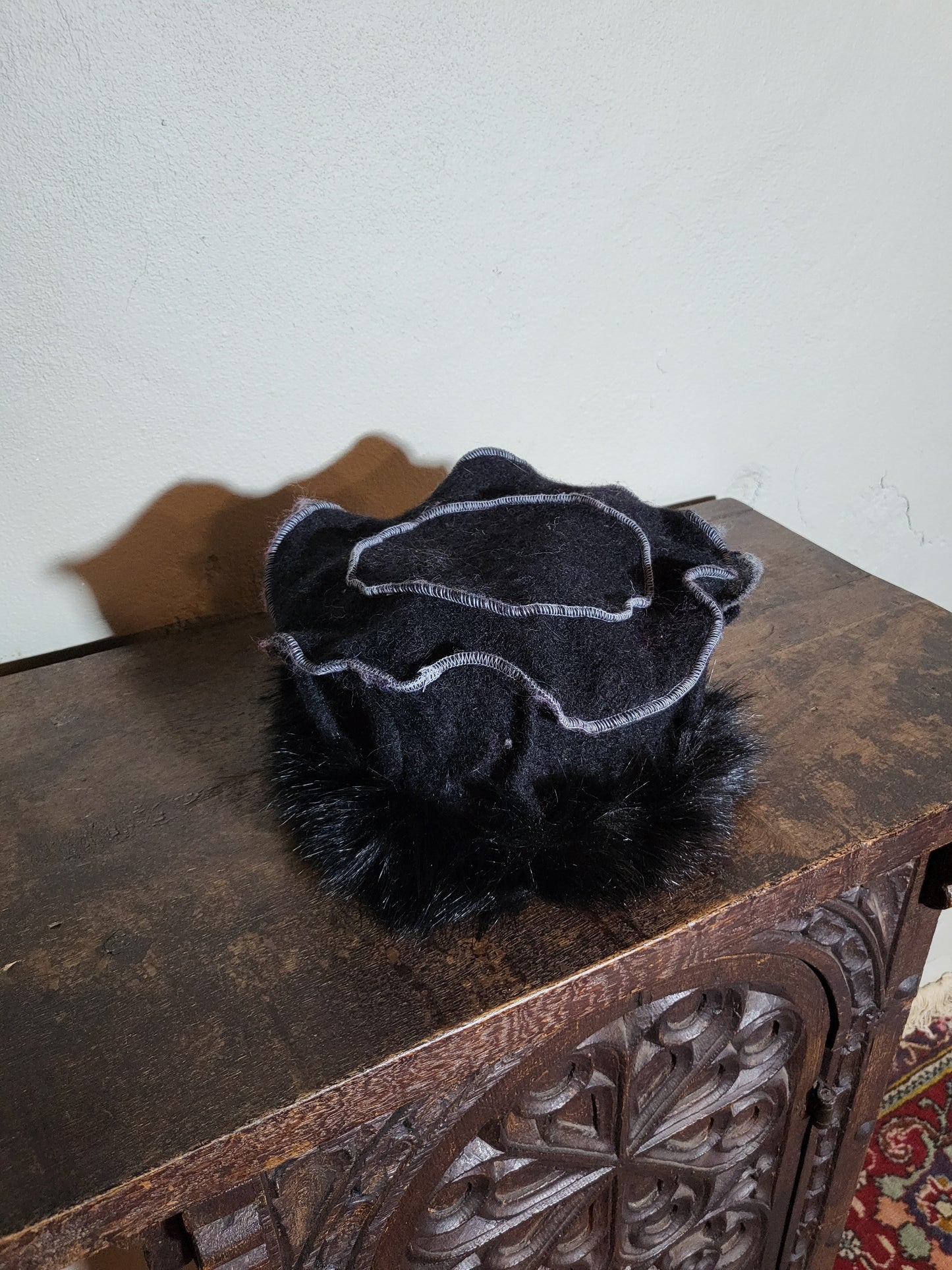 Faux Fur Trim Wool Hat