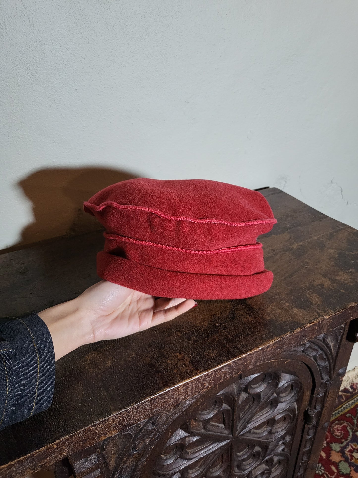 Red Wool Newsboy Hat