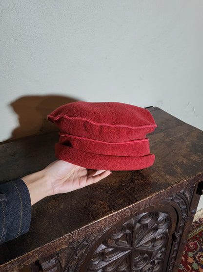 Red Wool Newsboy Hat