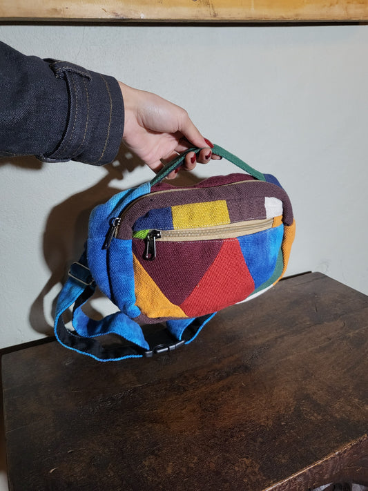 Vintage Colorblock Canvas Fanny Pack