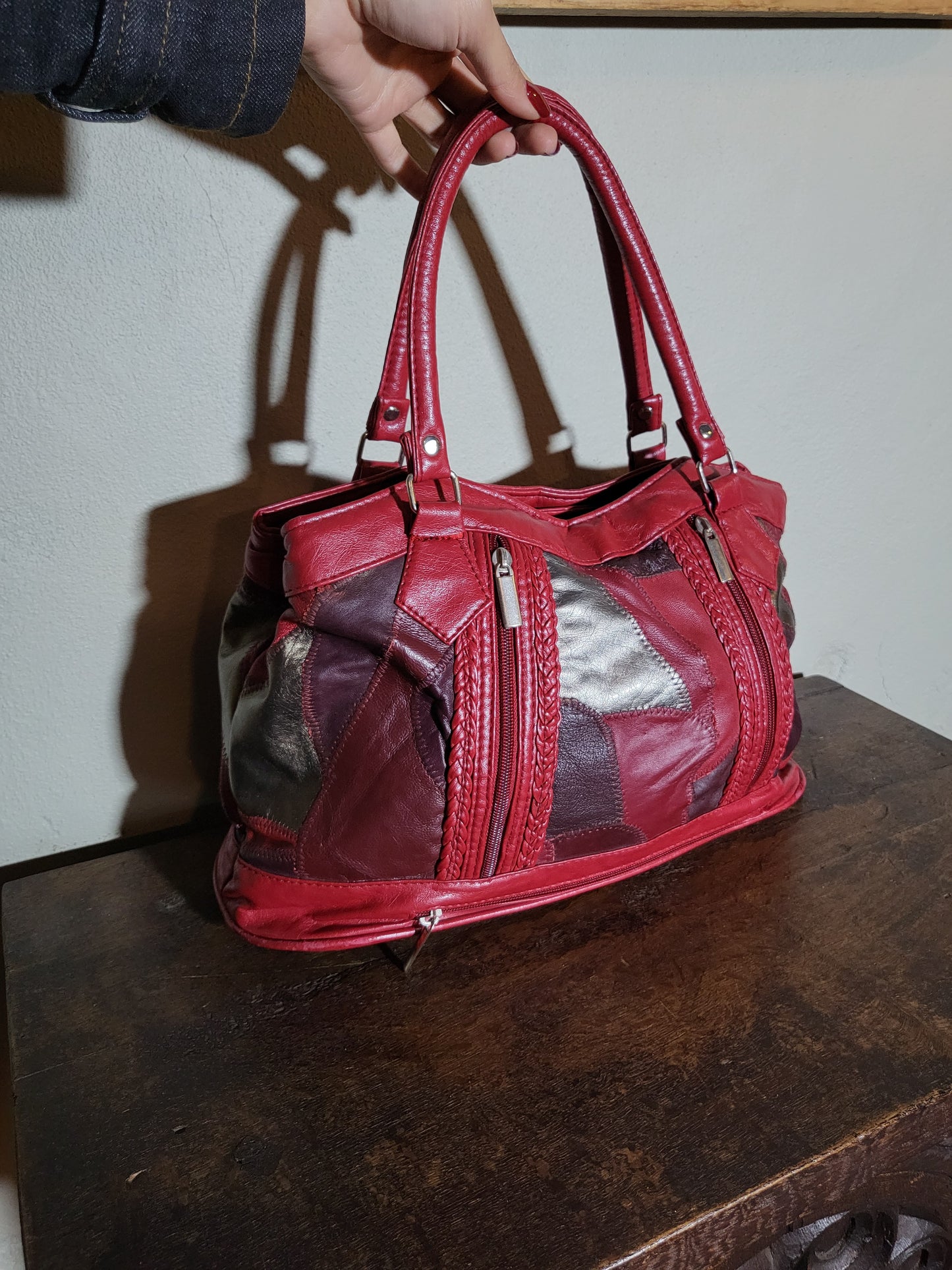 Vintage Patchwork Faux Leather Shoulder Bag