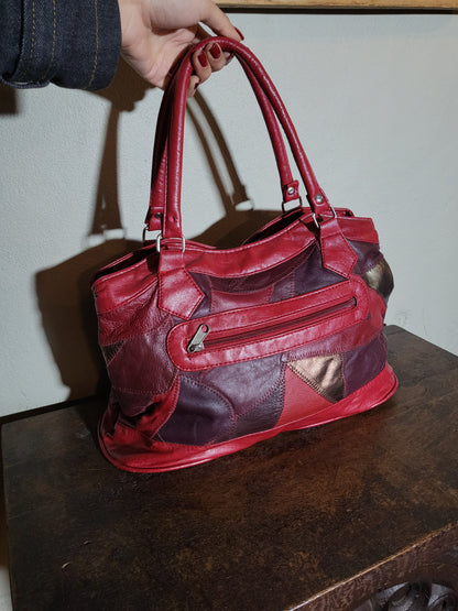 Vintage Patchwork Faux Leather Shoulder Bag