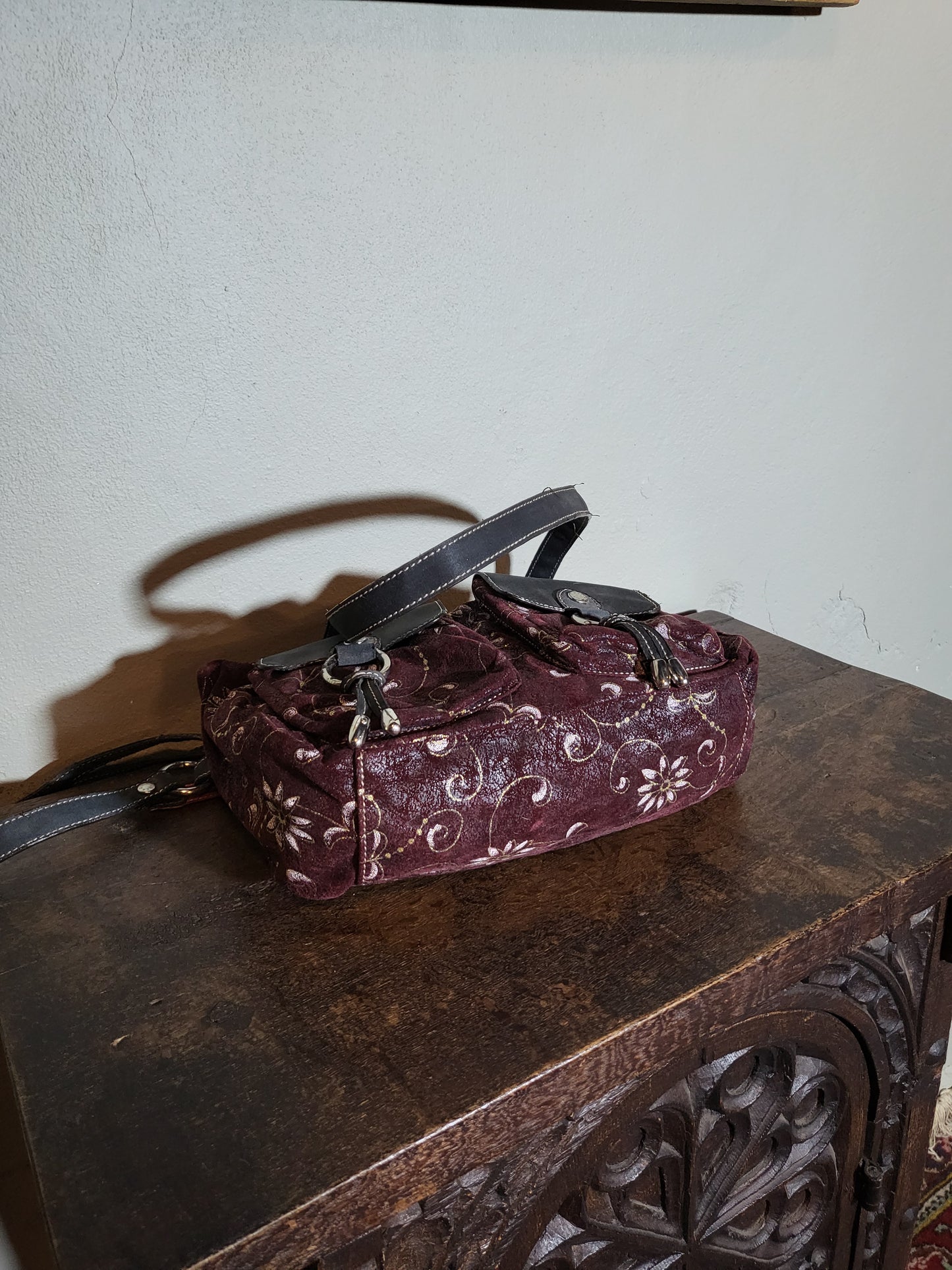 Burgundy Floral Shoulder Bag
