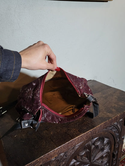 Burgundy Floral Shoulder Bag