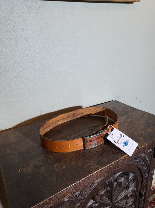 Chevignon Brown Leather Logo Buckle Belt