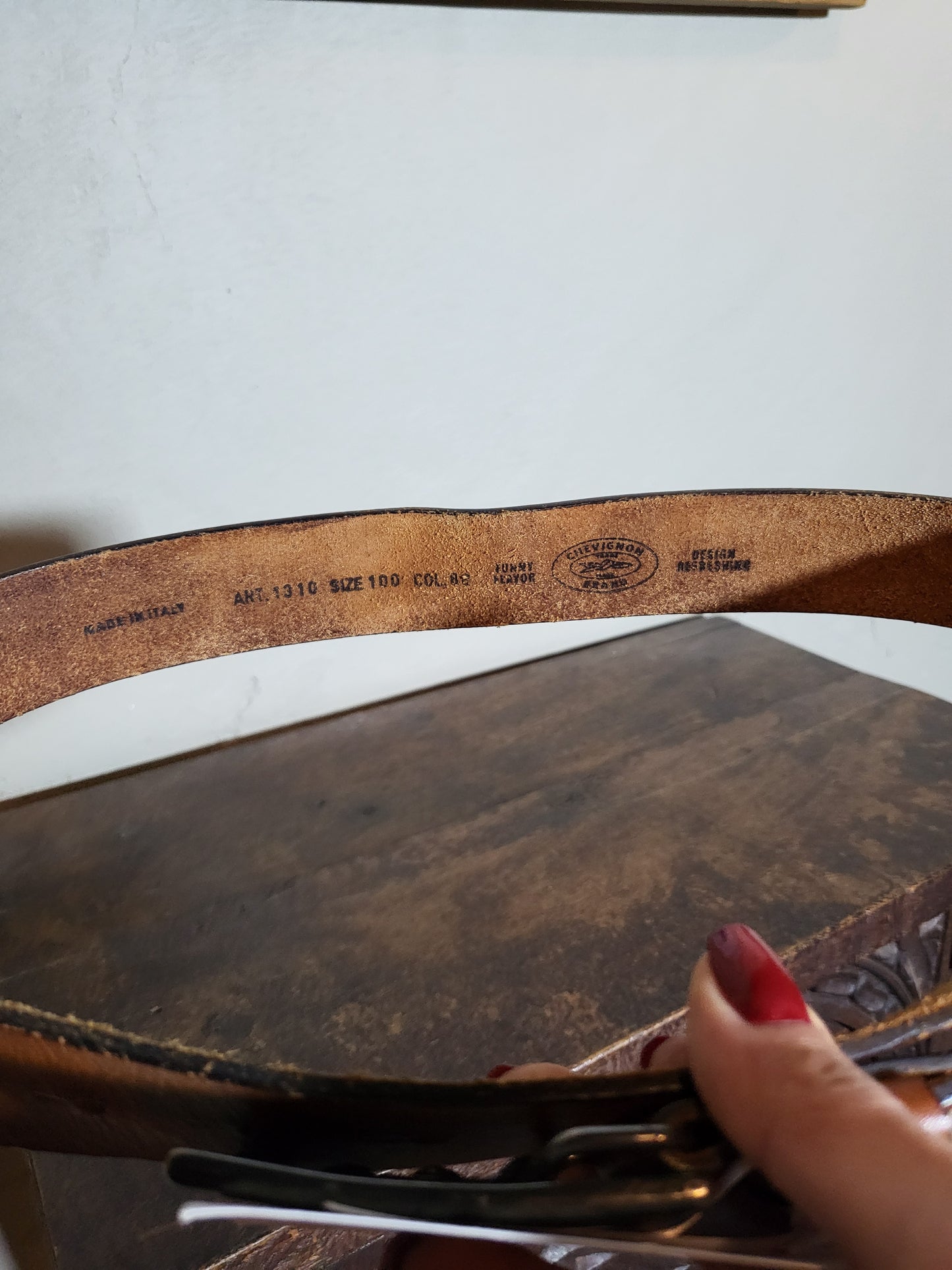 Chevignon Brown Leather Logo Buckle Belt