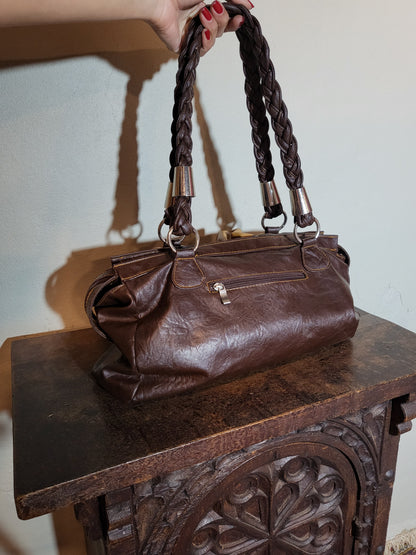 Vintage Ruffled Leather Shoulder Bag