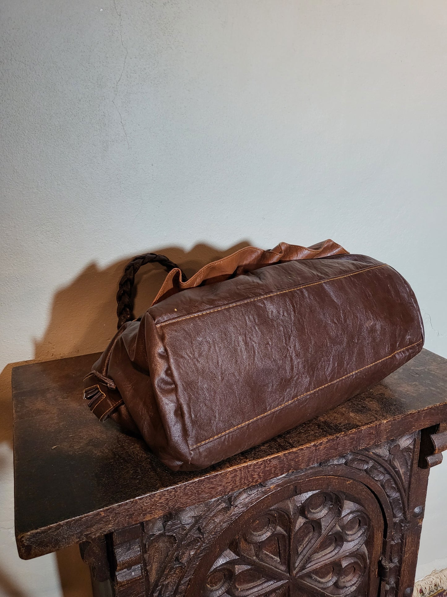 Vintage Ruffled Leather Shoulder Bag