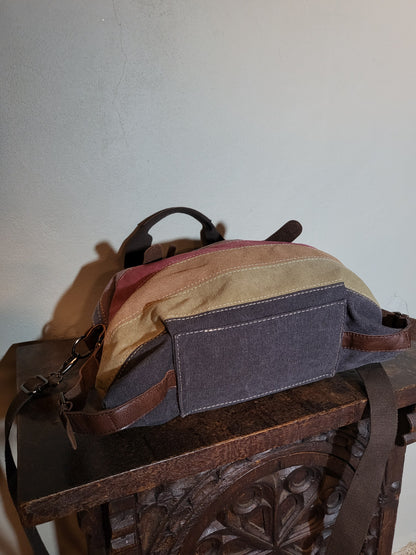 Vintage Multi-Panel Canvas & Leather Utility Bag