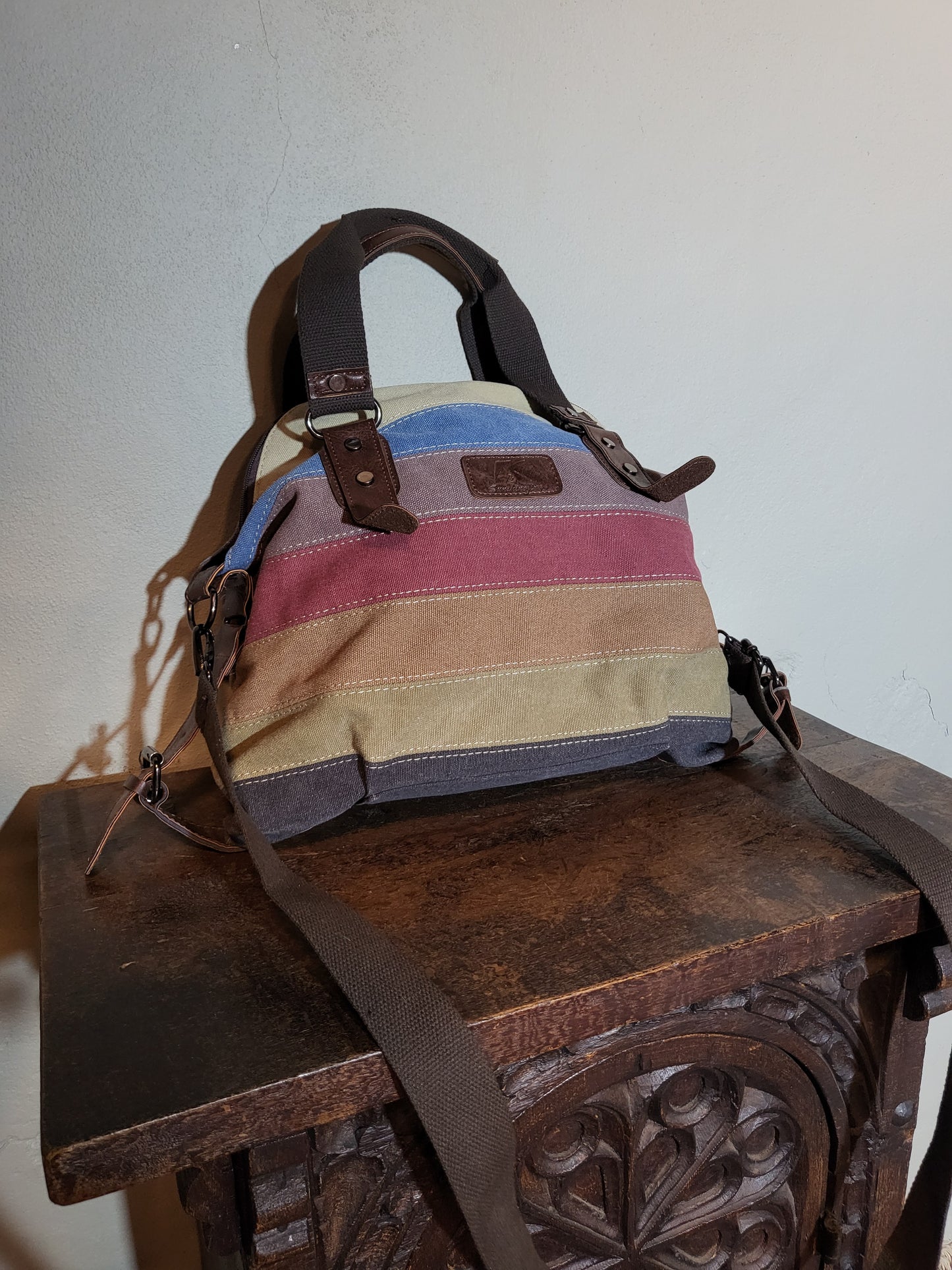 Vintage Multi-Panel Canvas & Leather Utility Bag