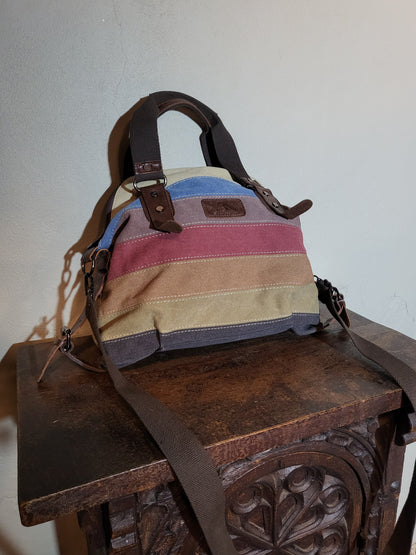 Vintage Multi-Panel Canvas & Leather Utility Bag