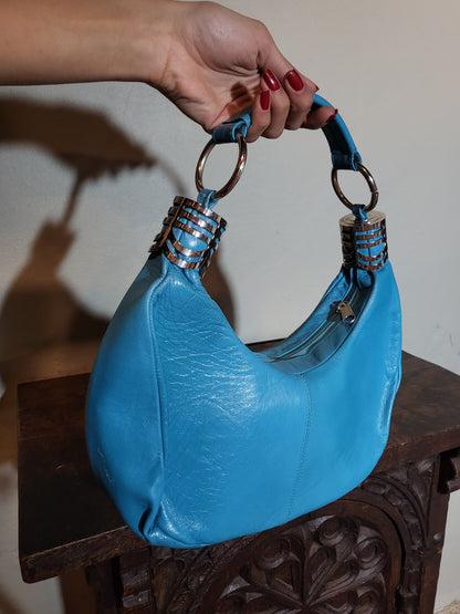 St Michel 80s Blue Leather Shoulder Bag