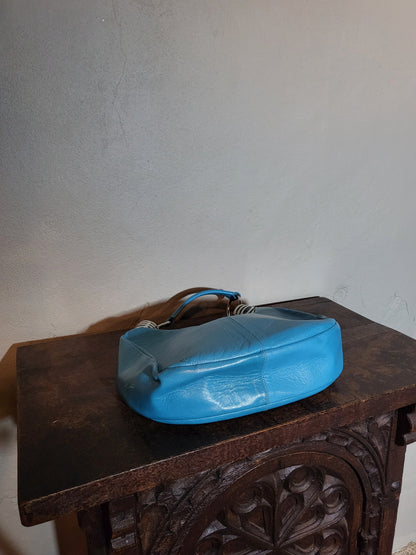 St Michel 80s Blue Leather Shoulder Bag
