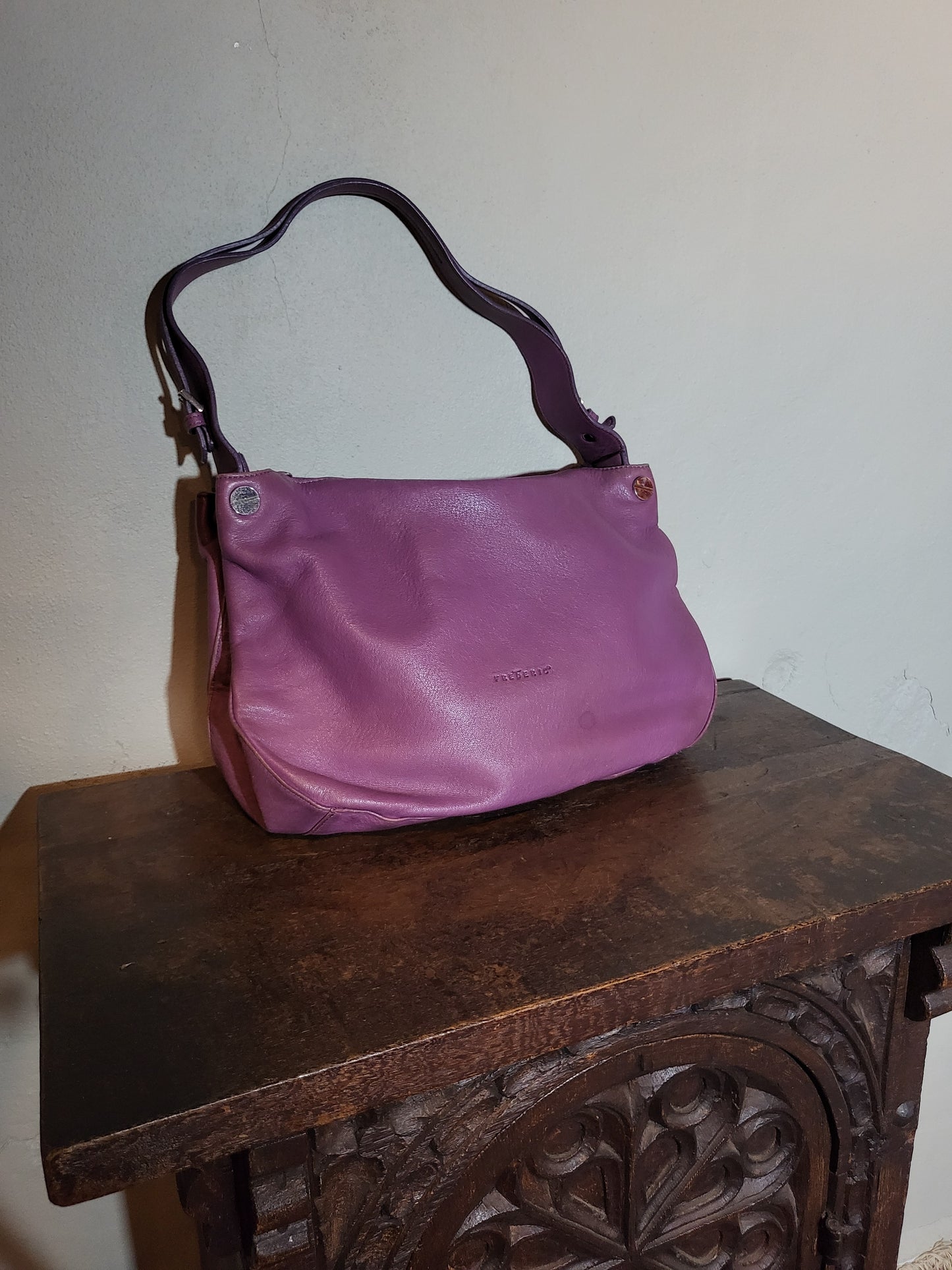 90s Lavender Leather Shoulder Bag