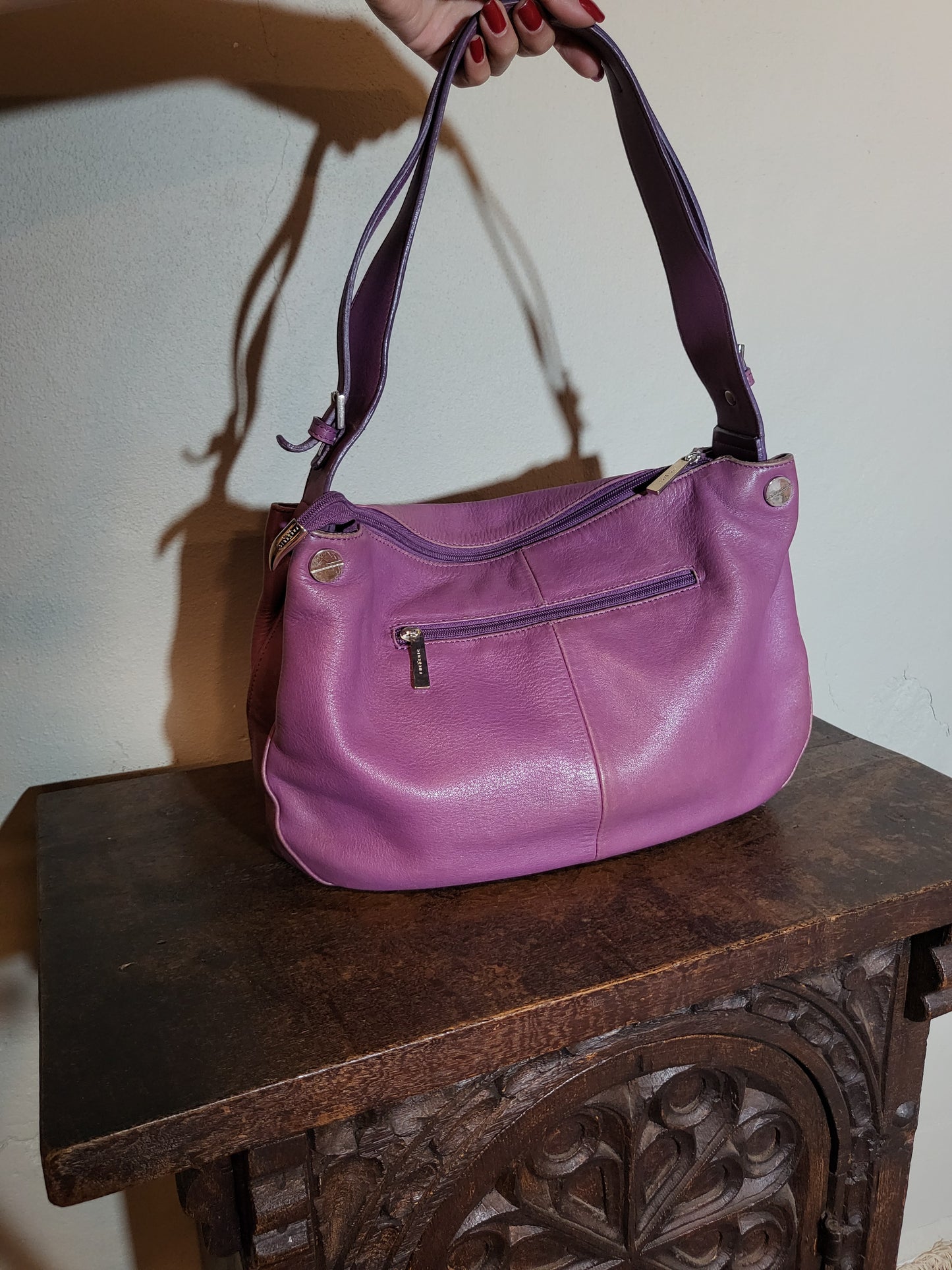 90s Lavender Leather Shoulder Bag