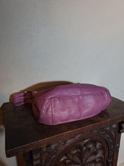 90s Lavender Leather Shoulder Bag