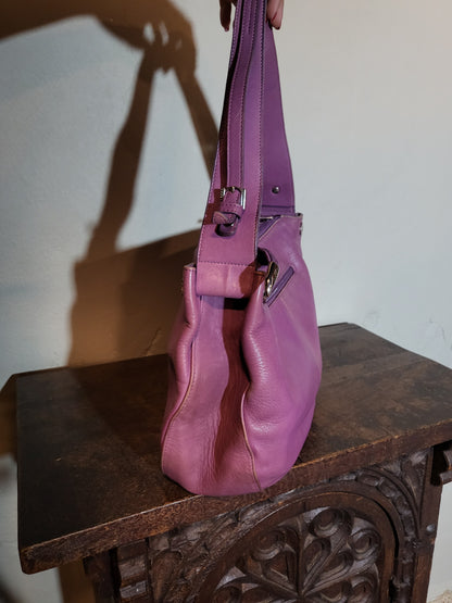 90s Lavender Leather Shoulder Bag